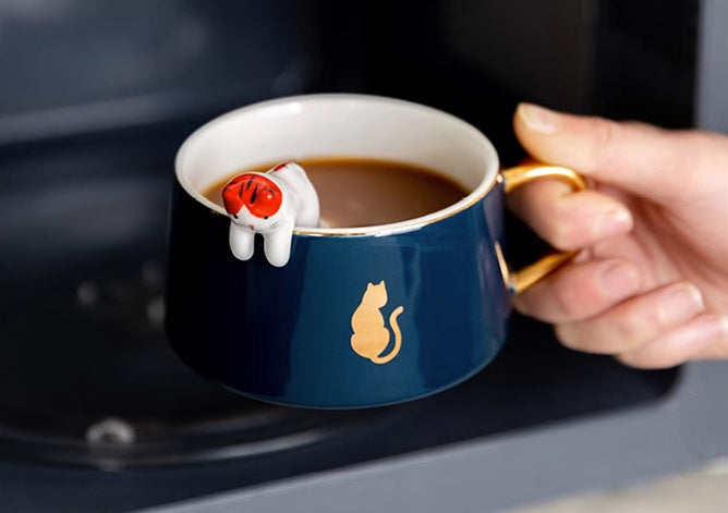 Hangable Ceramic Coffee Spoon Shiro Neko (White Cat No.2 11*2*3cm)