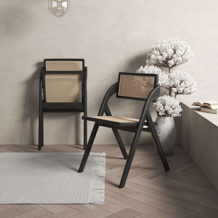 Foldable Rottan Chair Black