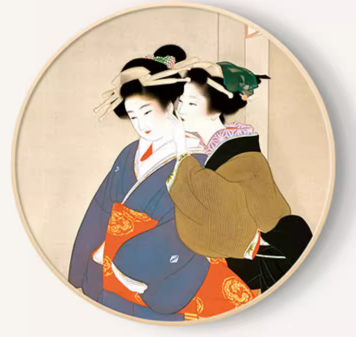 Japanese Ukiyo-e Women Decorative Painting 40*40 cm Two Ladies