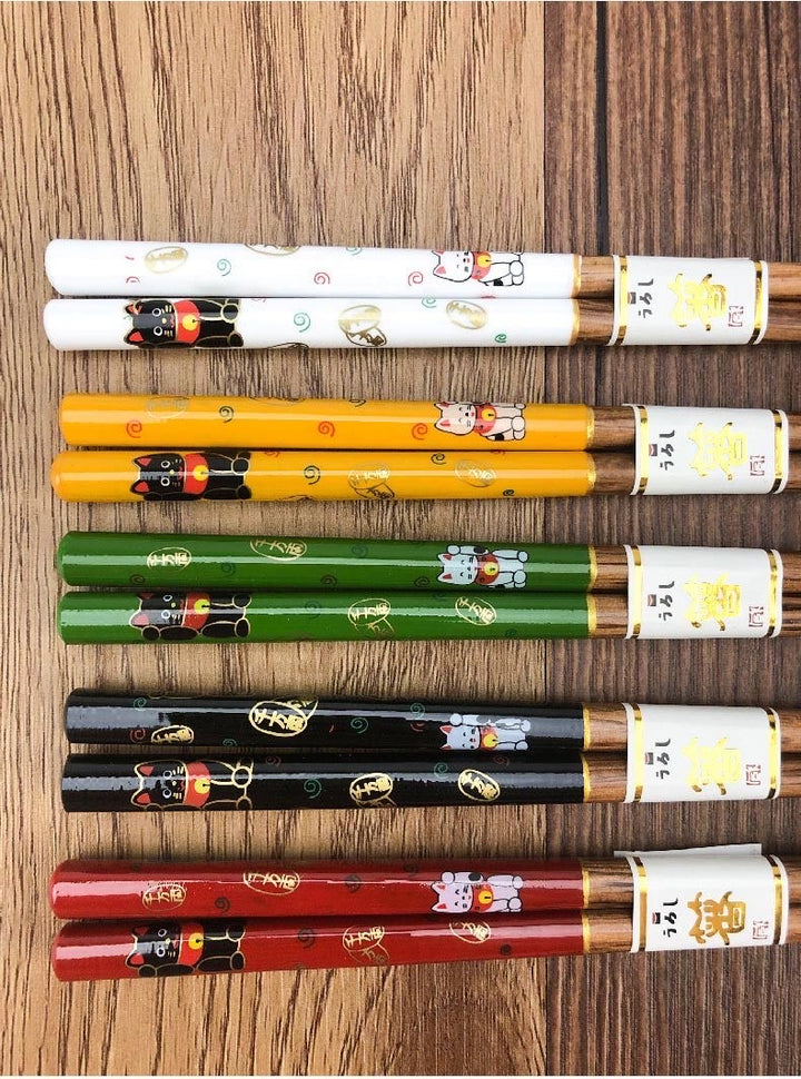 Eetstokjesset Gelukskatten  22,5 cm 5 pr