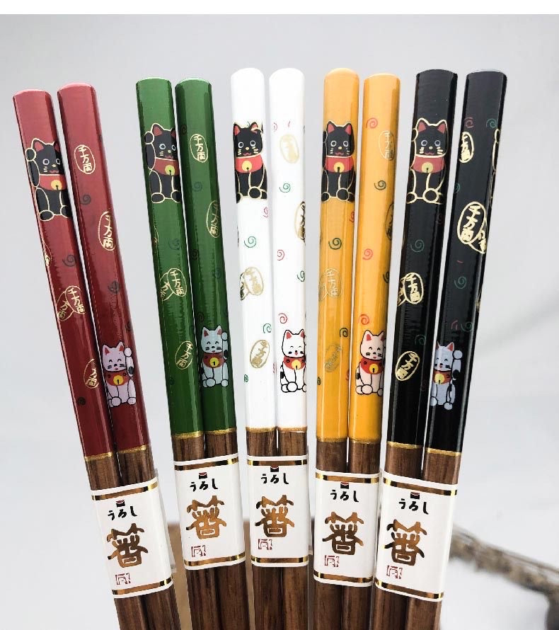 Eetstokjesset Gelukskatten  22,5 cm 5 pr