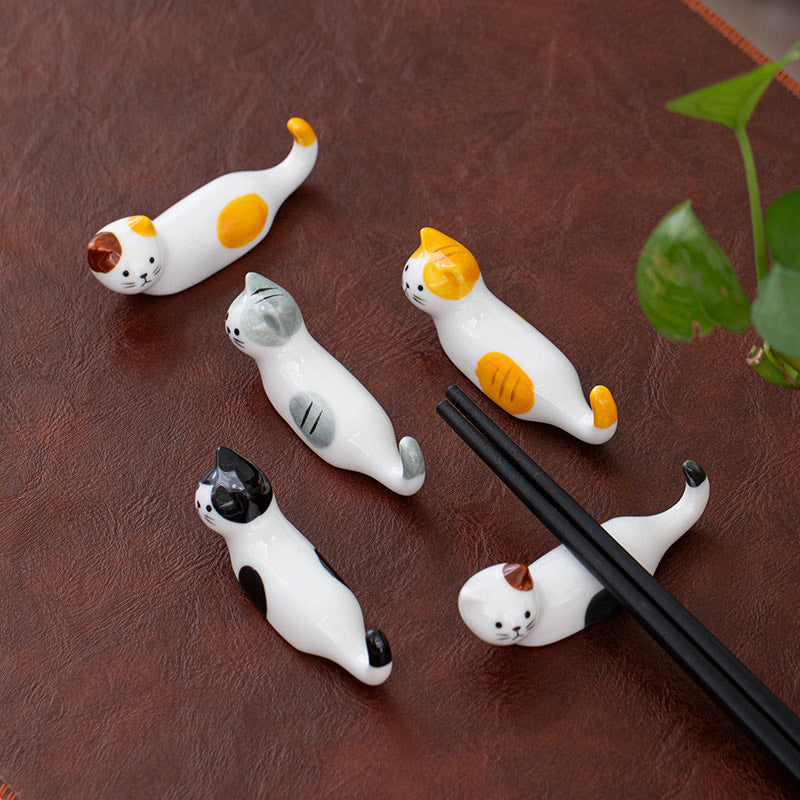 Nippon Chopstick Holder Lying Cats 5pcs