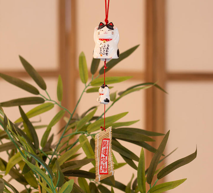 Furin Ceramic Bell Maneki Neko Kuroshiro