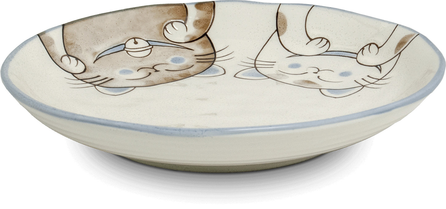 Drie katten bord blauw 17x15 cm | H4 cm