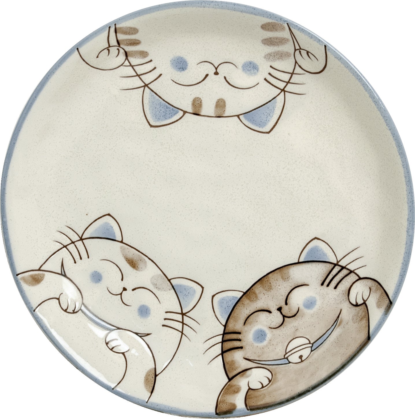 Drie katten bord blauw 17x15 cm | H4 cm
