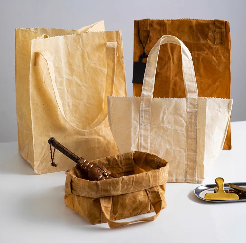 Nippon Eco-Floding Oil Waxed Fabric Tote Bag ( Beige Small)