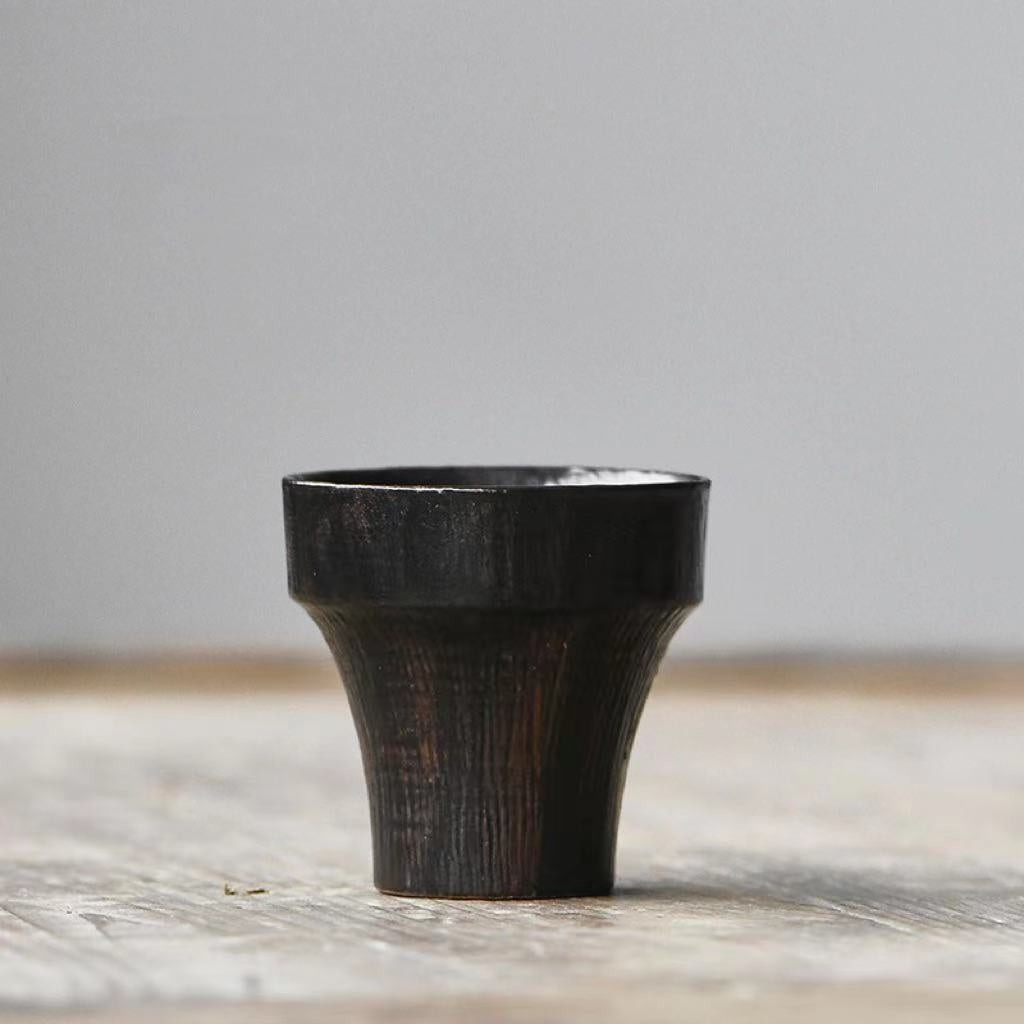 Nippon Toki Handmade Teacup Hana Tedzukuri Ocha kappu Black (kuro 4.8*4.8cm 40ml)