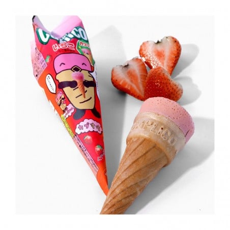 Giant Caplico strawberry ice cream cone biscuit