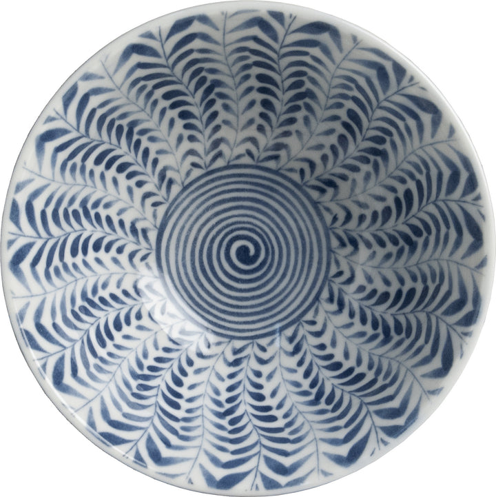 Ribbed Leaf pattern Japanese blue Ø13 cm