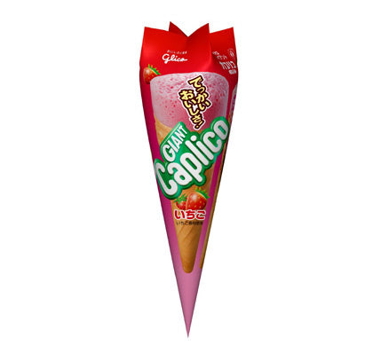 Giant Caplico strawberry ice cream cone biscuit