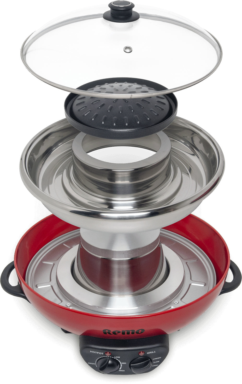 Electric fondue pot with Korean grill plate