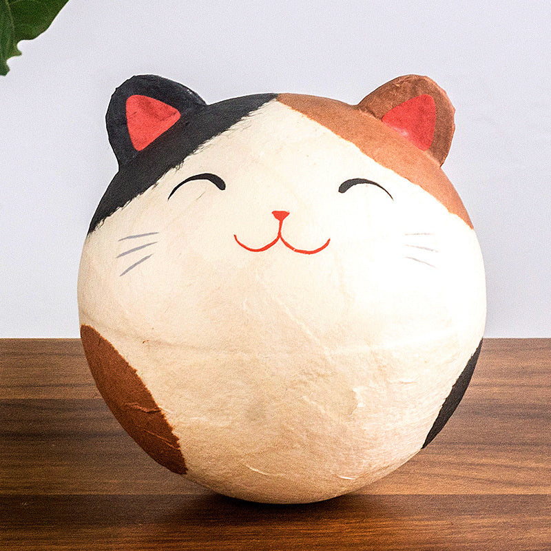 Kyoto paper mâché Washi Tumbler Roly-poly Bell Ornament Tricolor Cat