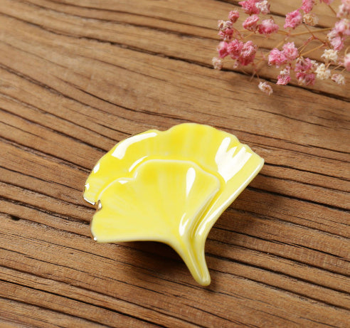 Nippon Chopstick Holder (Colorful Gingko Biloba with Gilded Edge 6ps)