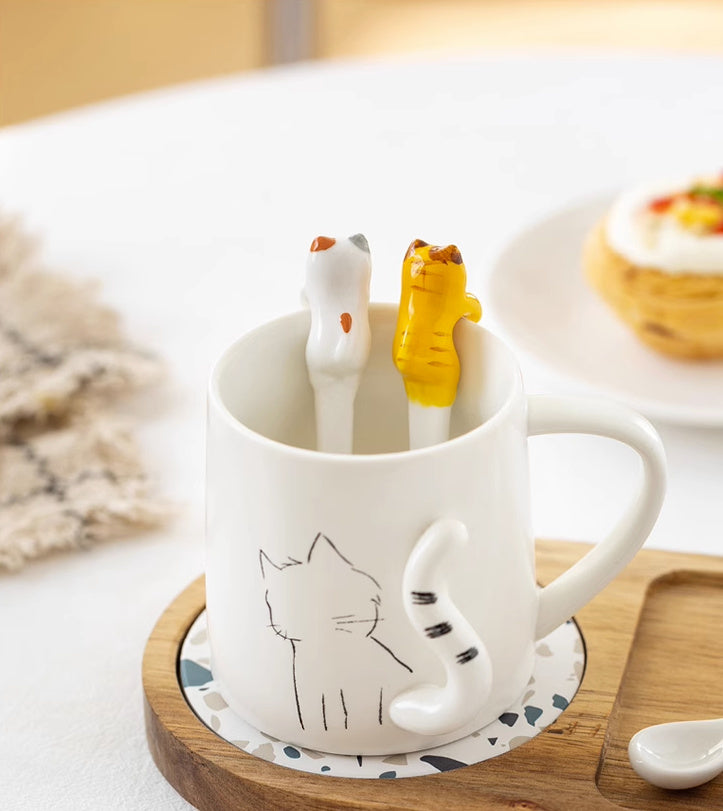 Hangable Ceramic Coffee Spoon Kiiro Neko (Yellow Cat 11*2*3cm)