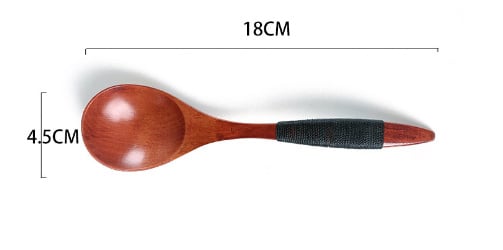 Curved Handle Household Small Spoon (Log Black Thread) 18*4.5cm 10g