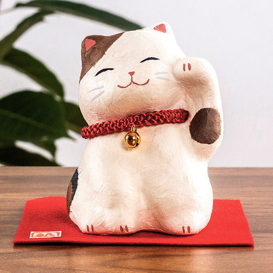 Japanese Kyoto Ryukodo Washi Handmade Lucky Cat Tricolor