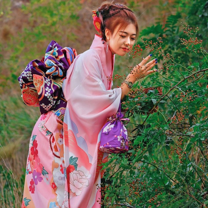 Japanese Kimono Formal Woman Pink Furisode