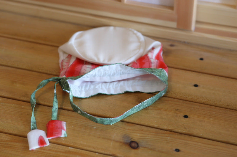 Japanese Kimono Handbag Orange Camellia Crane