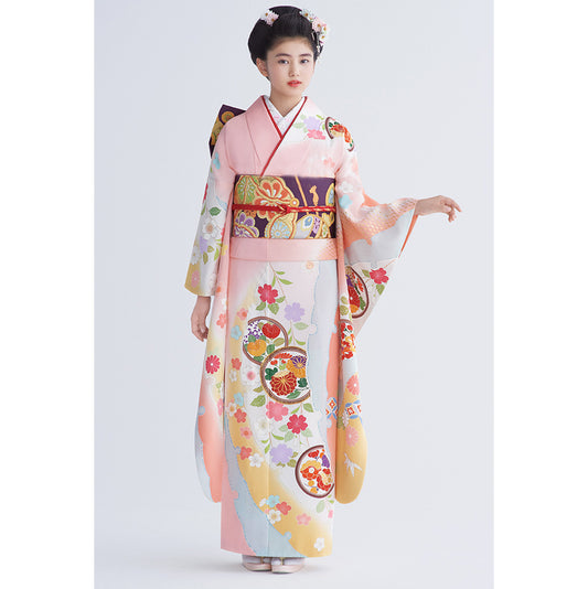 Japanese Kimono Formal Woman Pink Furisode