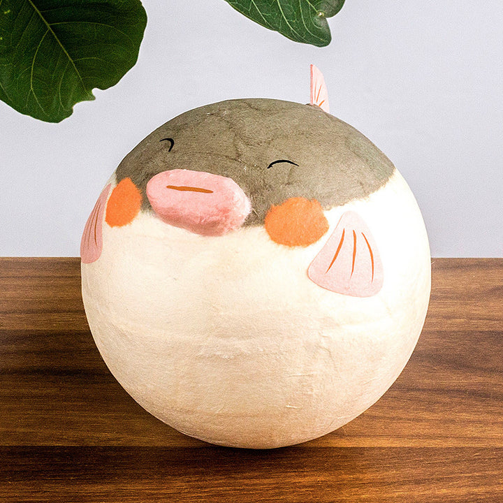 Kyoto paper mâché Washi Tumbler Roly-poly Bell Ornament Puffer Fish