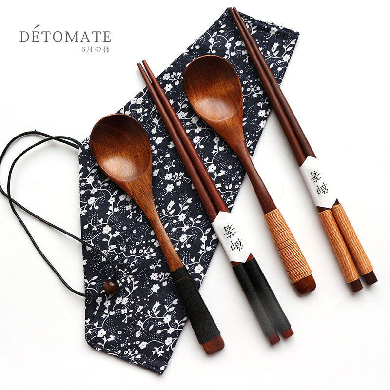 Nippon Wire Wrapped Wooden Spoon and Chopsticks Set (Khaki 22.5cm)