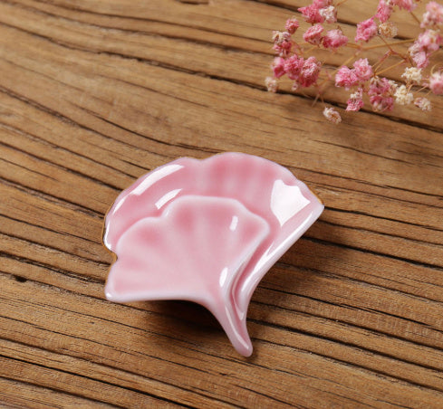 Nippon Chopstick Holder (Pink Gingko Biloba with Gilded Edge 6ps)