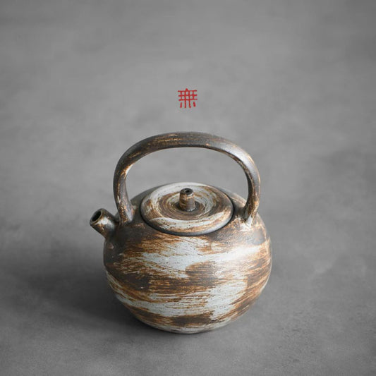 Nippon Toki Handmade Tea Pot Tedzukuri Uwade no kyusu Tipotto Ushirode no kyusu White (shiro 9*7.5*11.5cm 150ml)