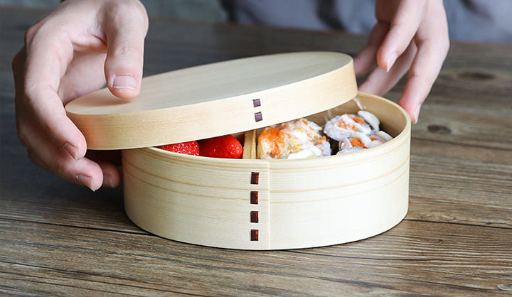 Nippon Oval light color Wooden Bento Box single layer 800ml