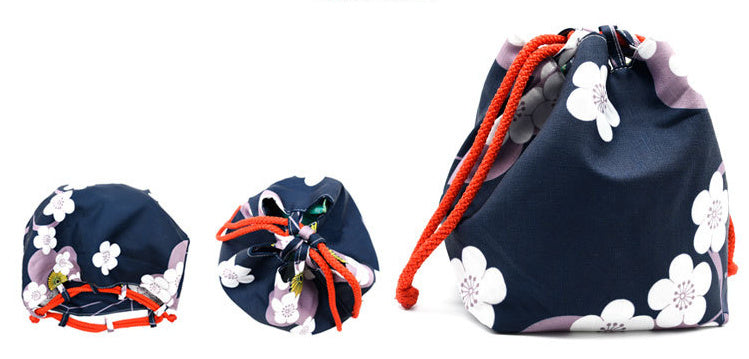 Japanese Kimono Kinchaku Handbag Brown