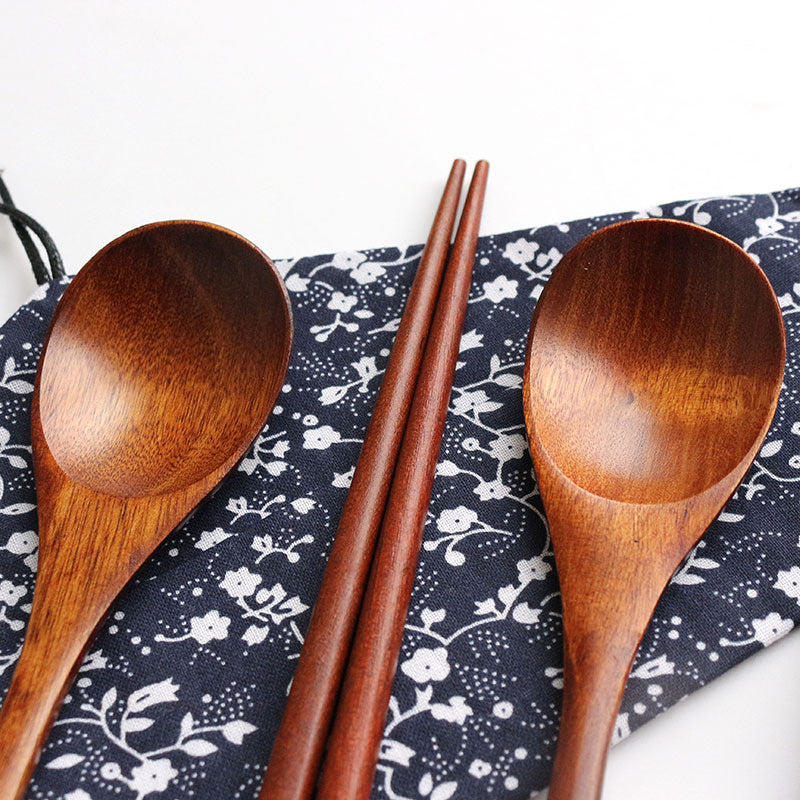 Nippon Wire Wrapped Wooden Spoon and Chopsticks Set (Black 22.5cm)