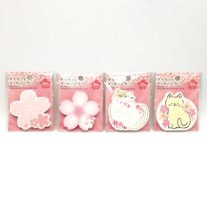 Sakura & Cat Note Card DIY Shaped Gift Message Card 30pcs 8*8 cm