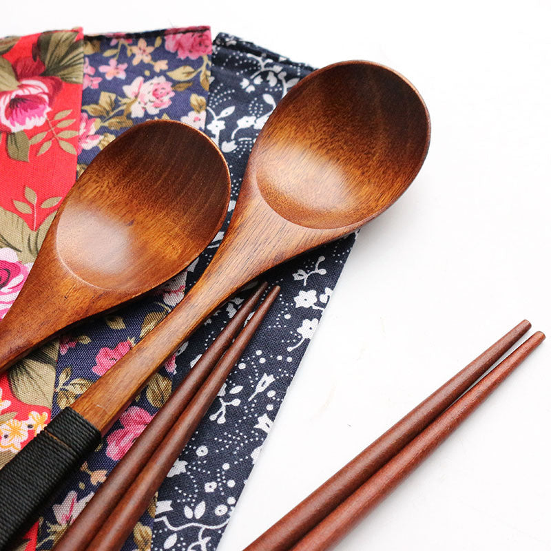 Nippon Wire Wrapped Wooden Spoon and Chopsticks Set (Black 22.5cm)