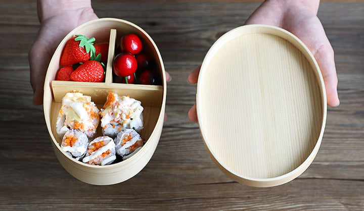 Nippon Oval light color Wooden Bento Box single layer 800ml