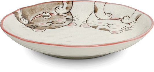 Three cats plate oval red 17x15 cm | H4 cm