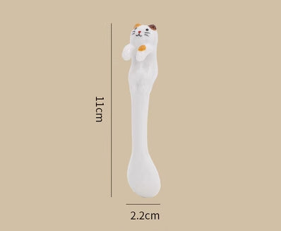 Hangable Ceramic Coffee Spoon Shiro Neko (White Cat No.2 11*2*3cm)