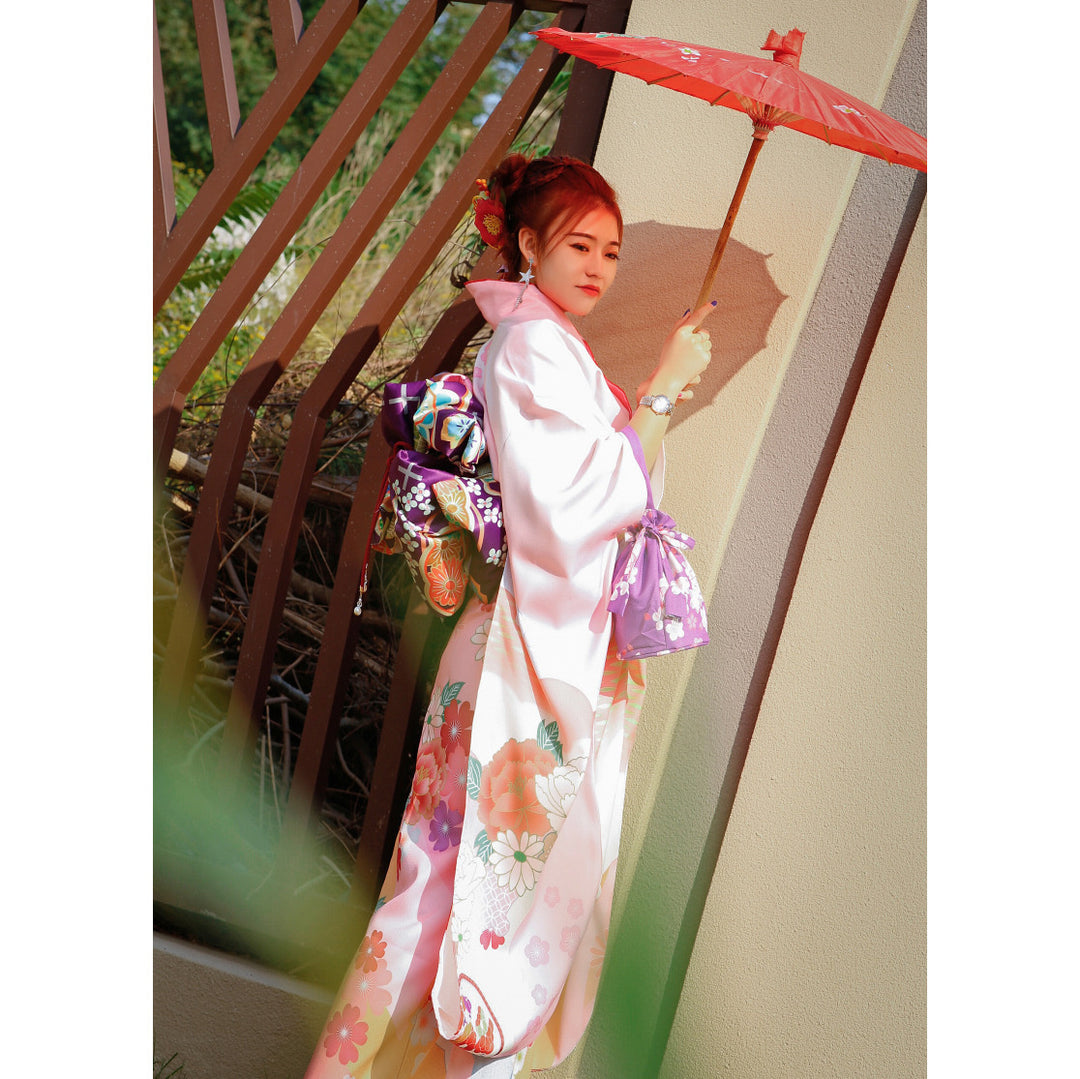 Japanese Kimono Formal Woman Pink Furisode