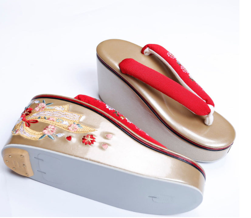 Japanese Clogs High Sole Embroidery