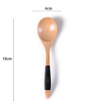 Curved Handle Household Small Spoon (Hemu Light Black Thread) 18*4.5cm 10g