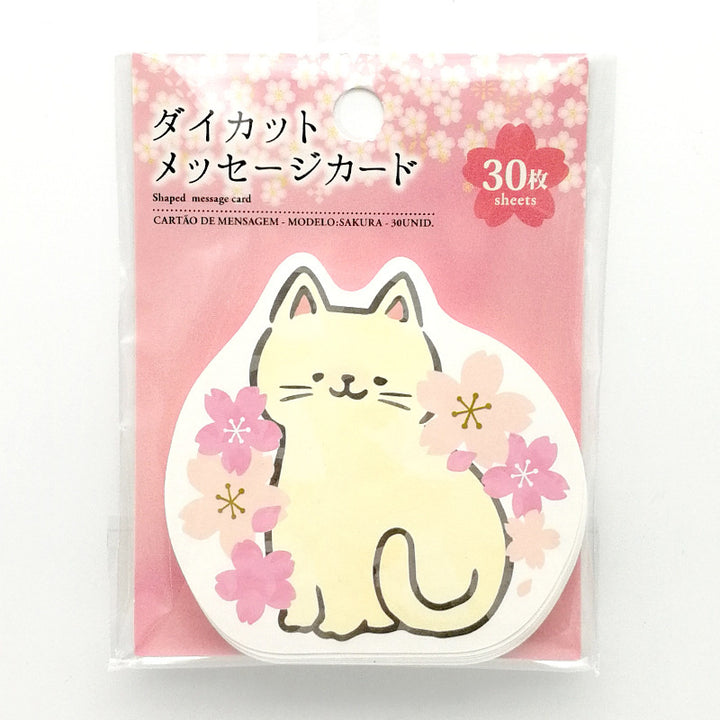 Sakura & Cat Note Card DIY Shaped Gift Message Card 30pcs 8*8 cm