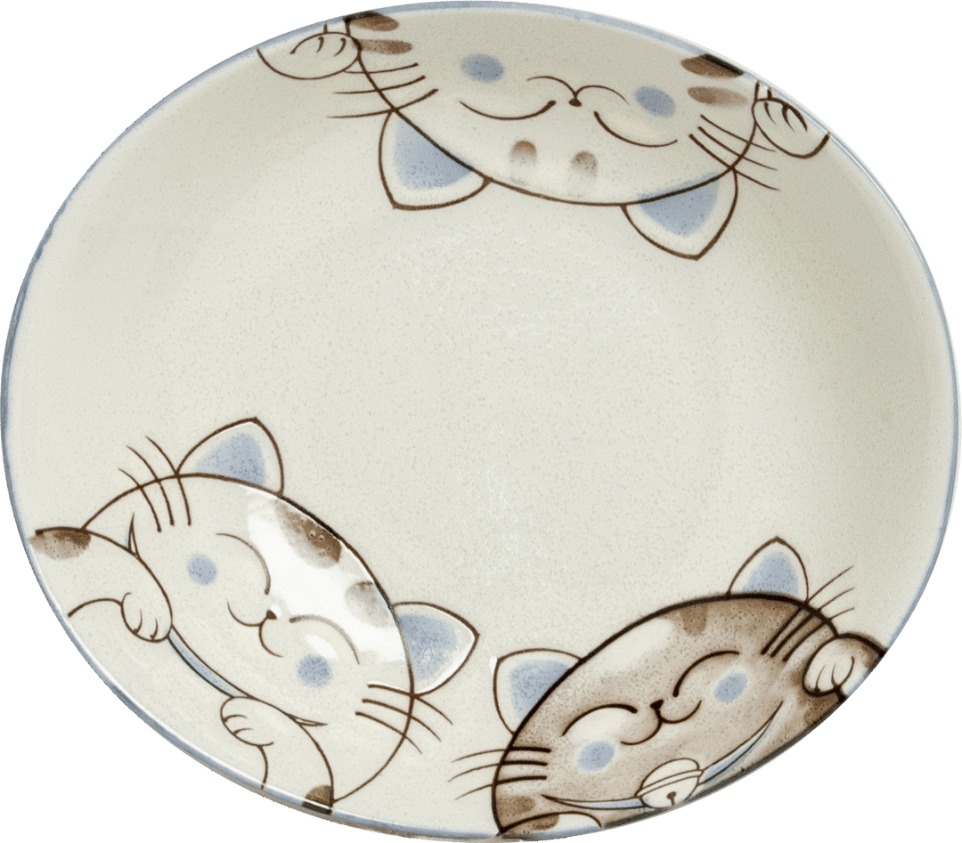 Three Cats Plate Oval Blue 19x22,5 cm | H4 cm
