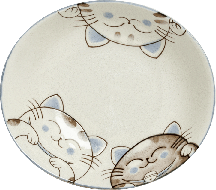 Three Cats Plate Oval Blue 19x22,5 cm | H4 cm