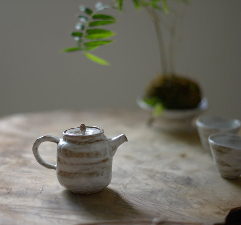 Nippon Toki Handmade Tea Pot Tedzukuri Tipotto White (shiro 7.6*10.5cm 120ml)