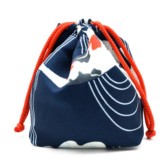 Japanese Kimono Kinchaku Handbag Navy Blue