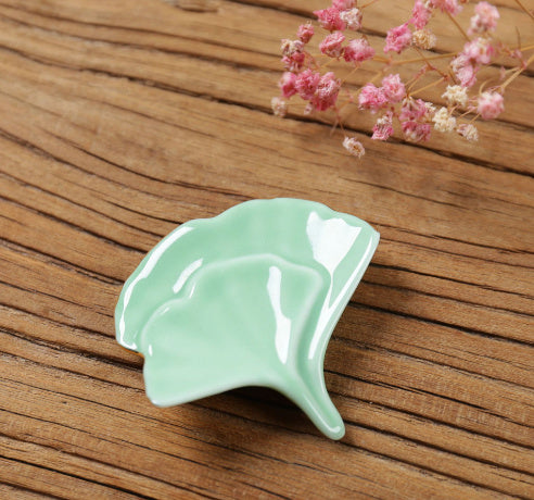 Nippon Chopstick Holder (Mint Green Gingko Biloba with Gilded Edge 6ps)