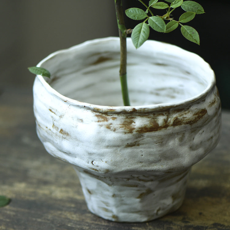 Nippon Toki Handmade Flower Vase Tedzukuri White (shiro 11*14.5 850ml)