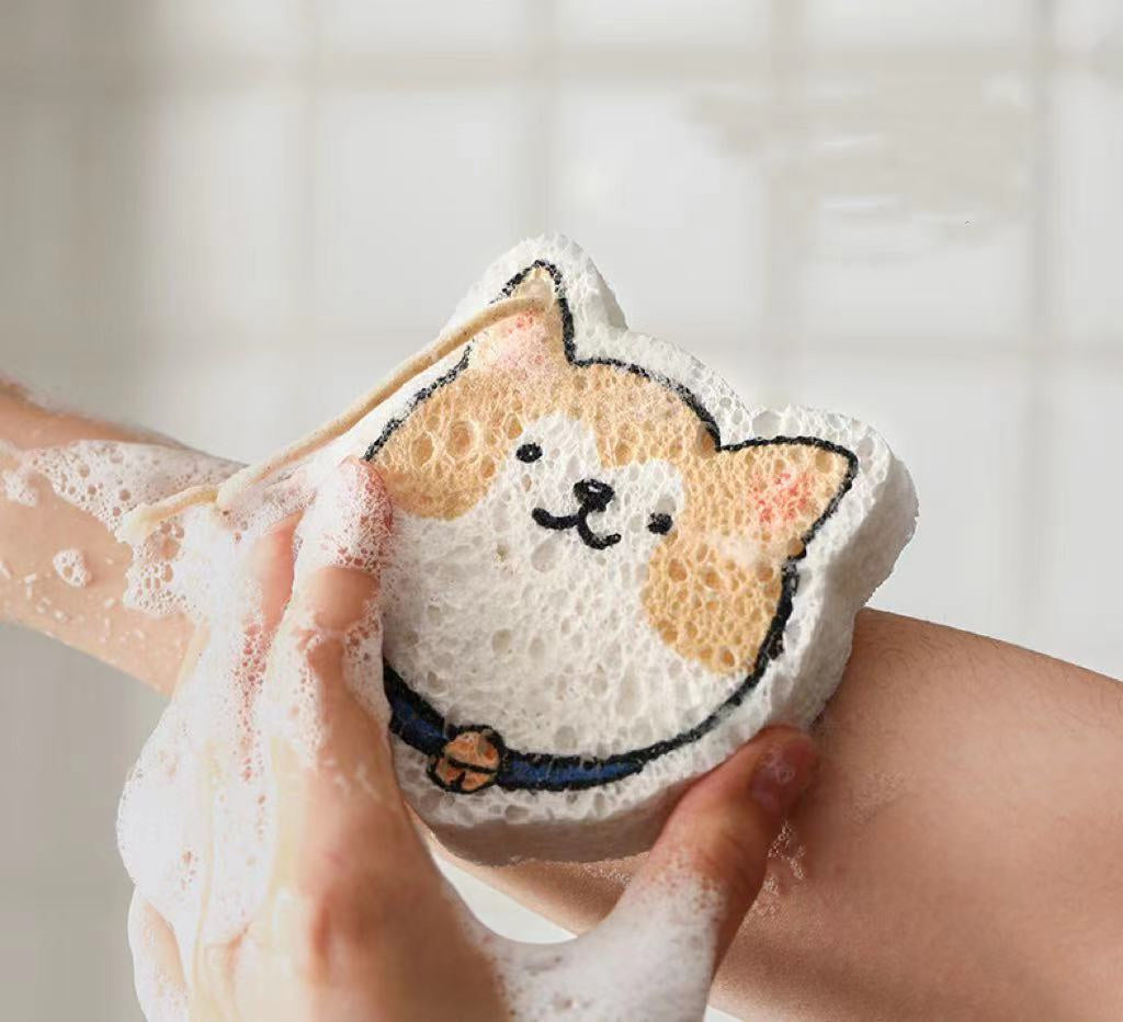 Nippon Wood Pulp Cotton Dish Sponge (Shiba Inu Dog)