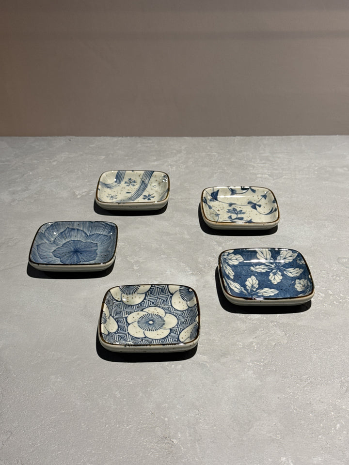 Mino Old Japan design plates set  Ø9 cm | 5 pcs
