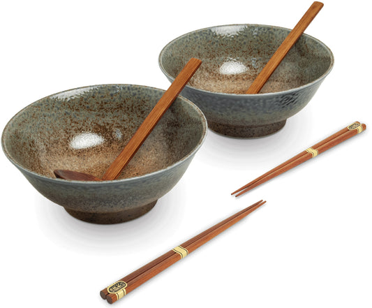 Brown and blue Ramen bowl SET Ø21,2 cm | H8,5 cm