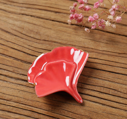 Nippon Chopstick Holder (Red Gingko Biloba with Gilded Edge 6ps)