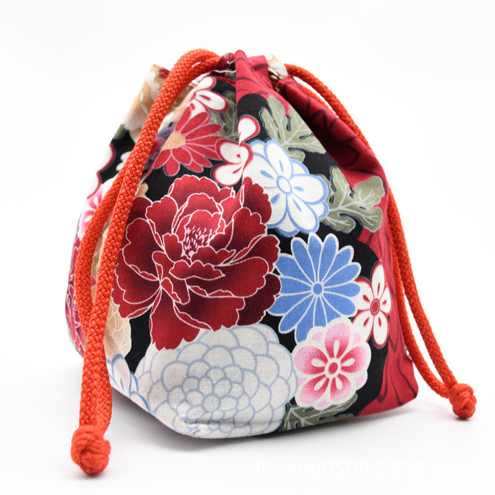 Japanese Kimono Handbag Red Wine Chrysanthemum